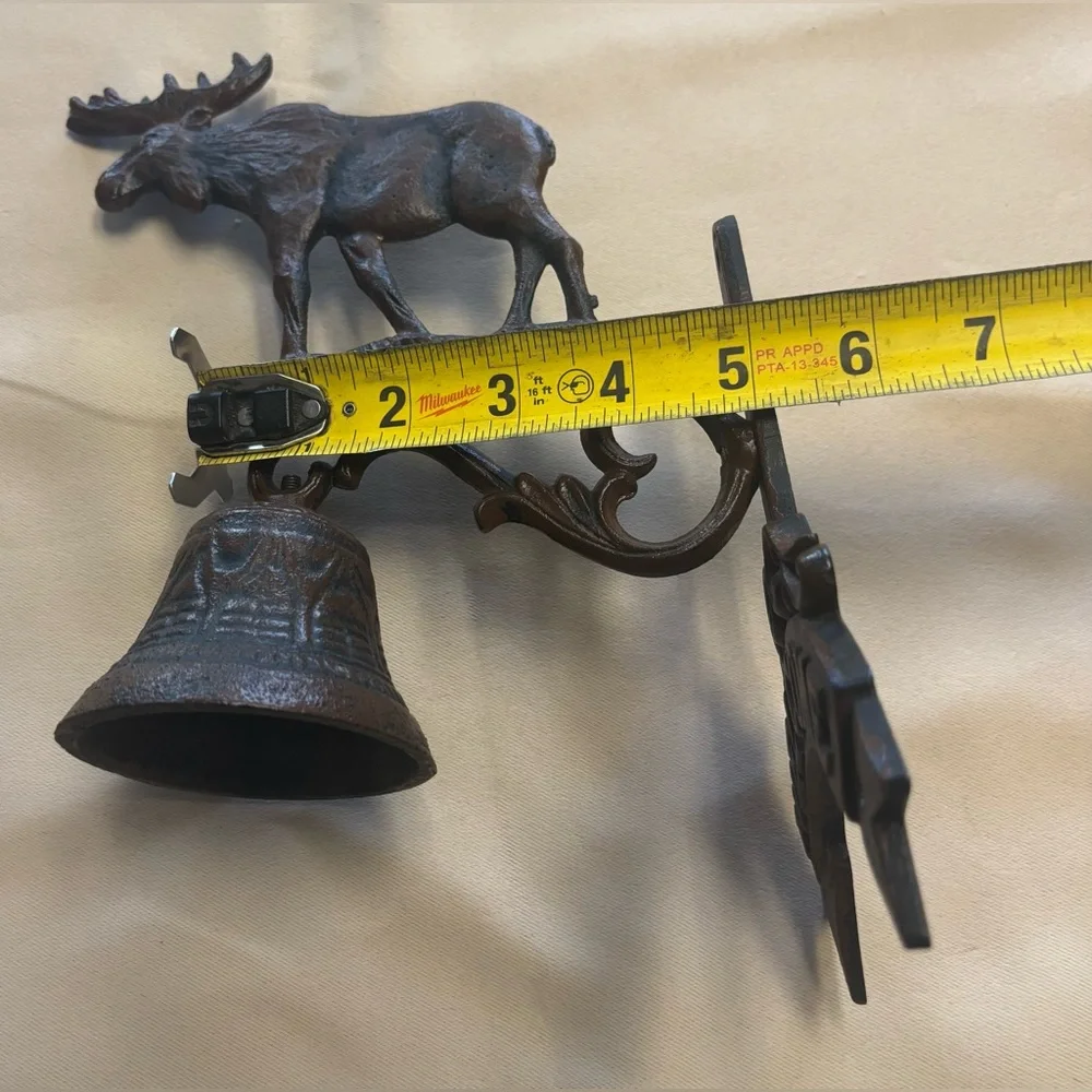 Cast Iron Moose Welcome Bell Wall Mounted Cabin‎ Decor Antique Brown NO BELL